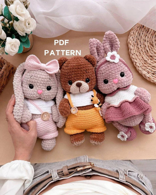 Three in One Pattern Bunny and Bear Crochet Pattern