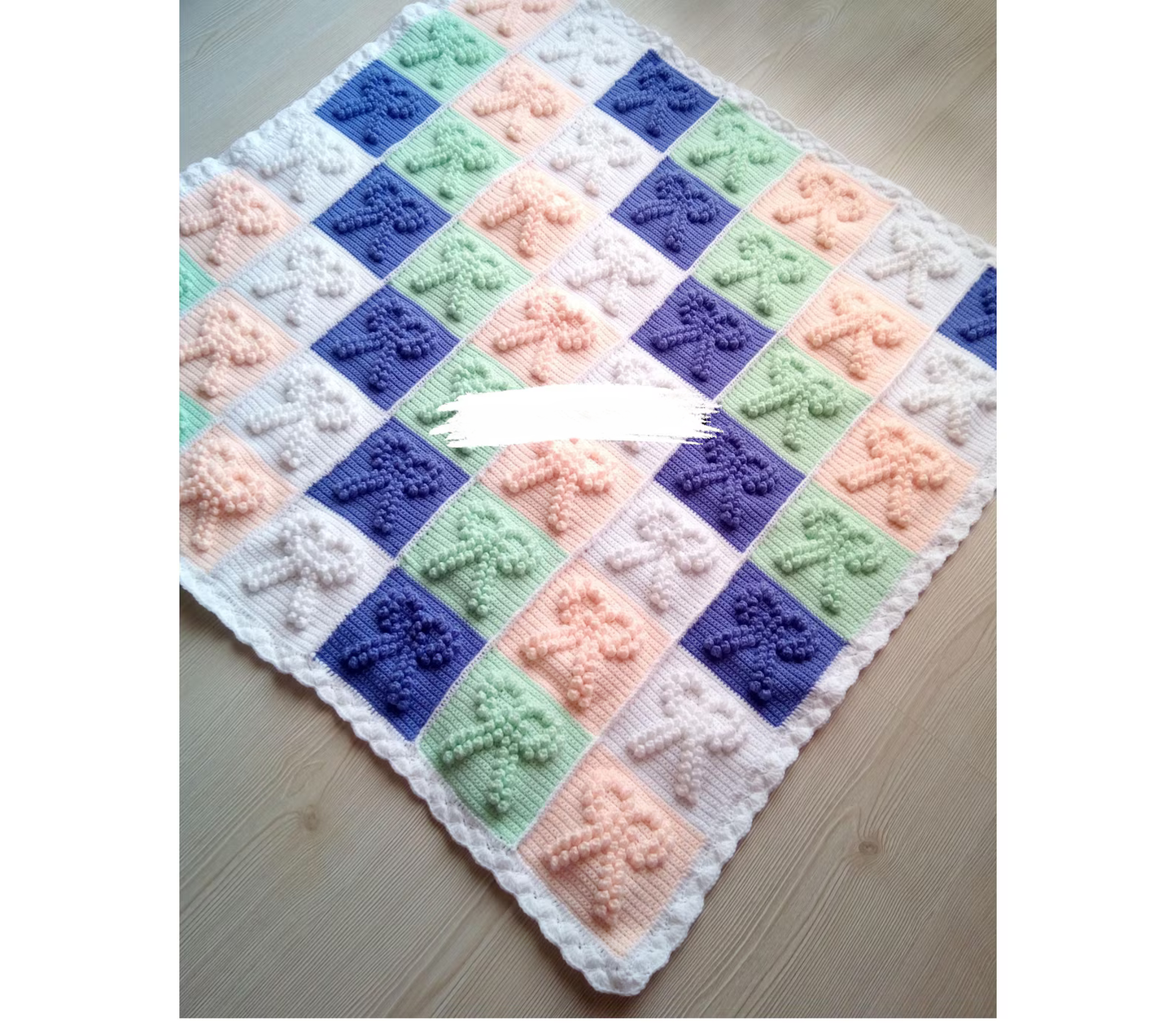 Bobble Stitch Bow Blanket Pattern
