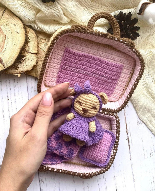Teddy Bear in Suitcase  Crochet Pattern