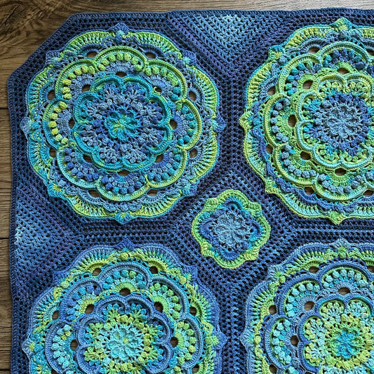 Blue Lagoon Mandala Blanket Crochet Pattern