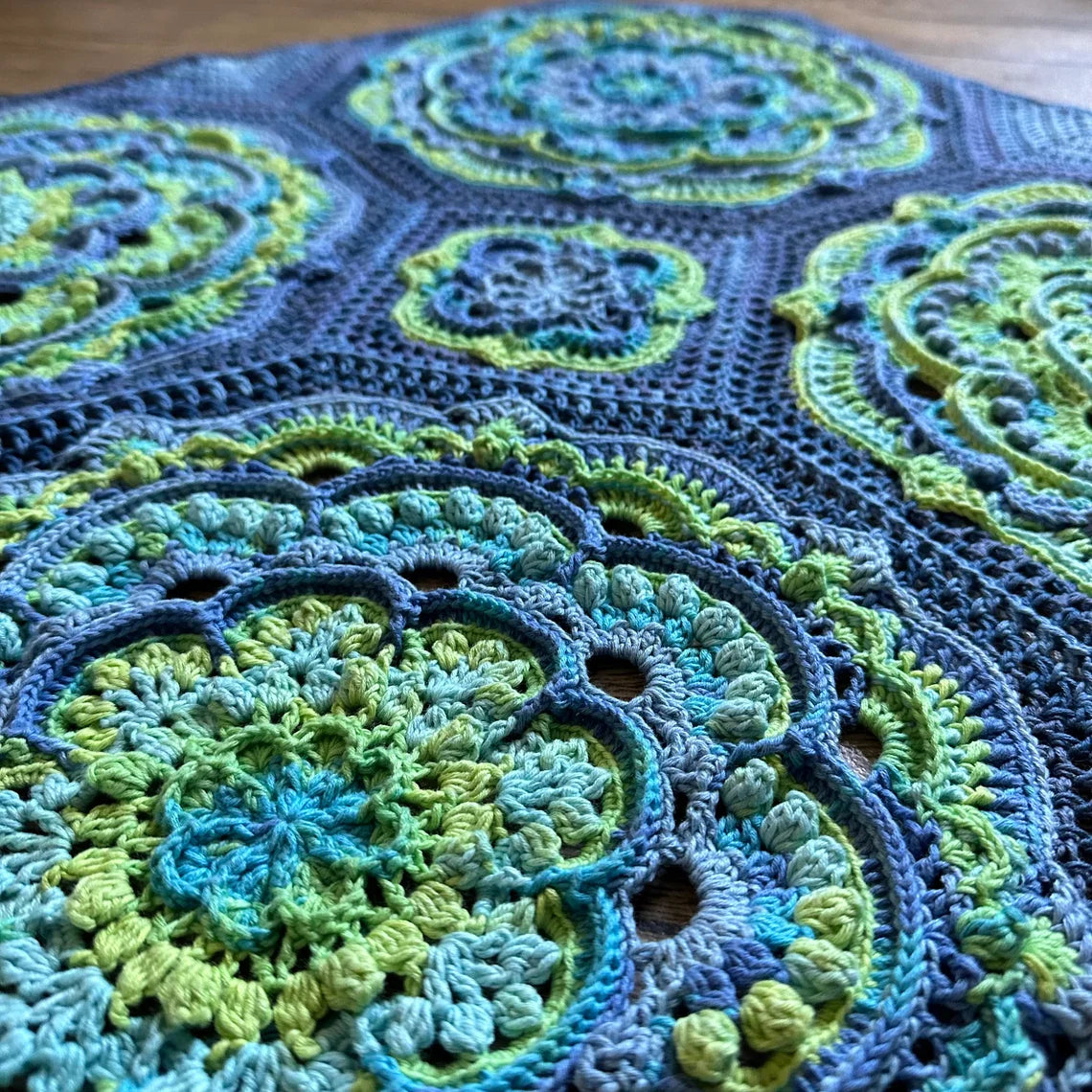 Blue Lagoon Mandala Blanket Crochet Pattern