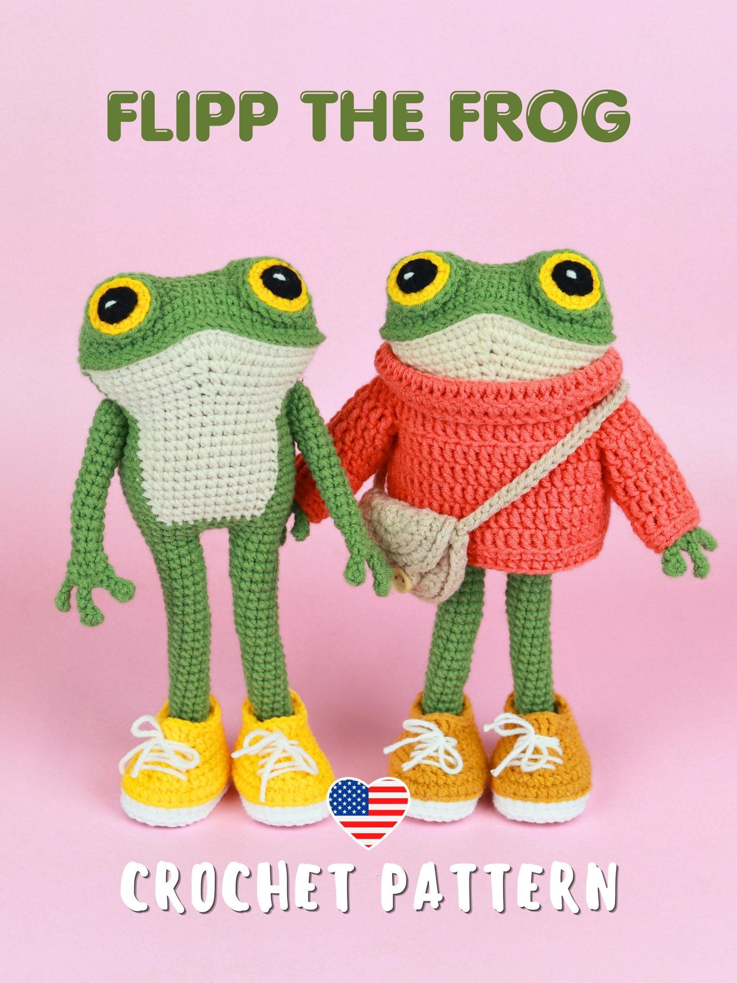 Frog with Sweater, Sneakers, and Bag Crochet Pattern