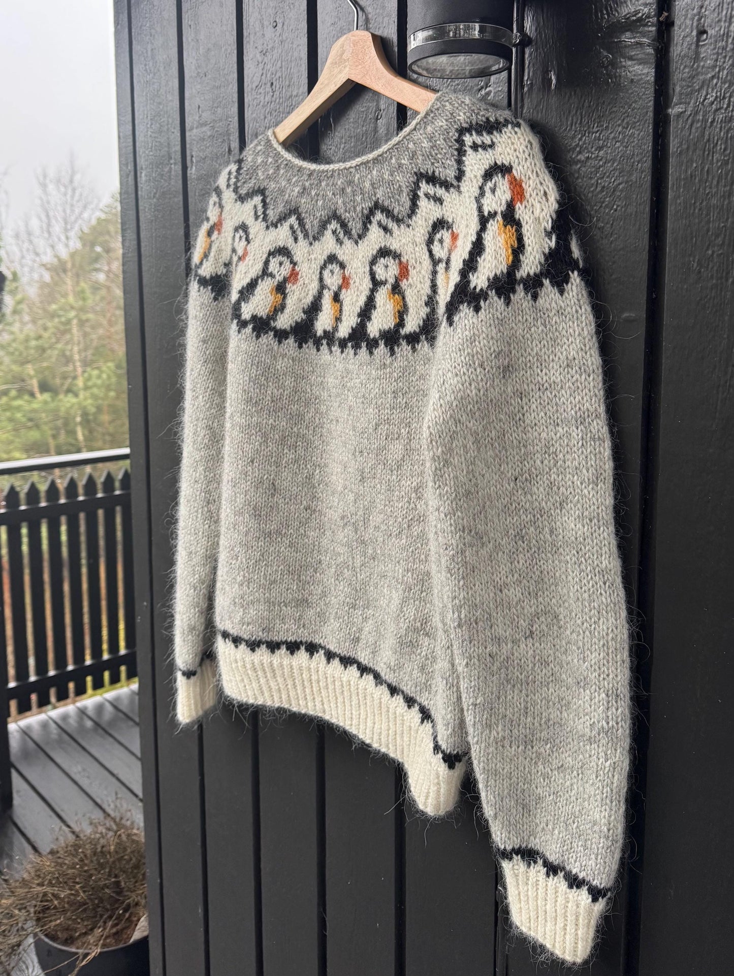 Puffin Motif Sweater Knitting Pattern