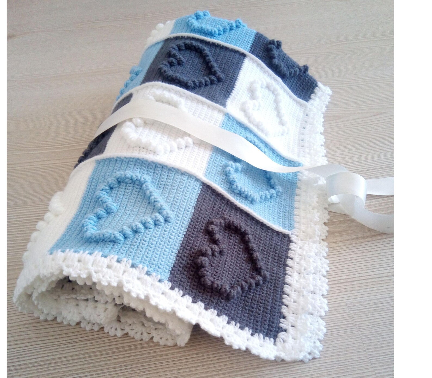 Bobble Stitch Bow Blanket Pattern