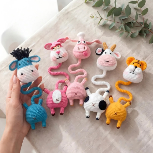 10 in 1 Long Neck Animal Bag Charm Crochet Pattern