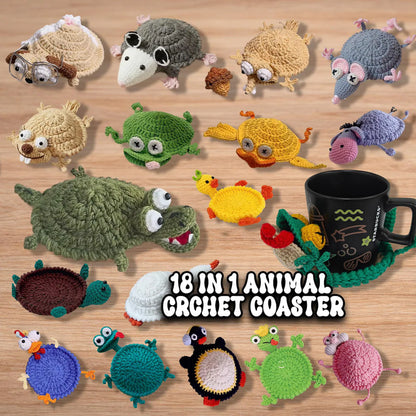 18-in-1 Animal Crochet Coaster Patterns