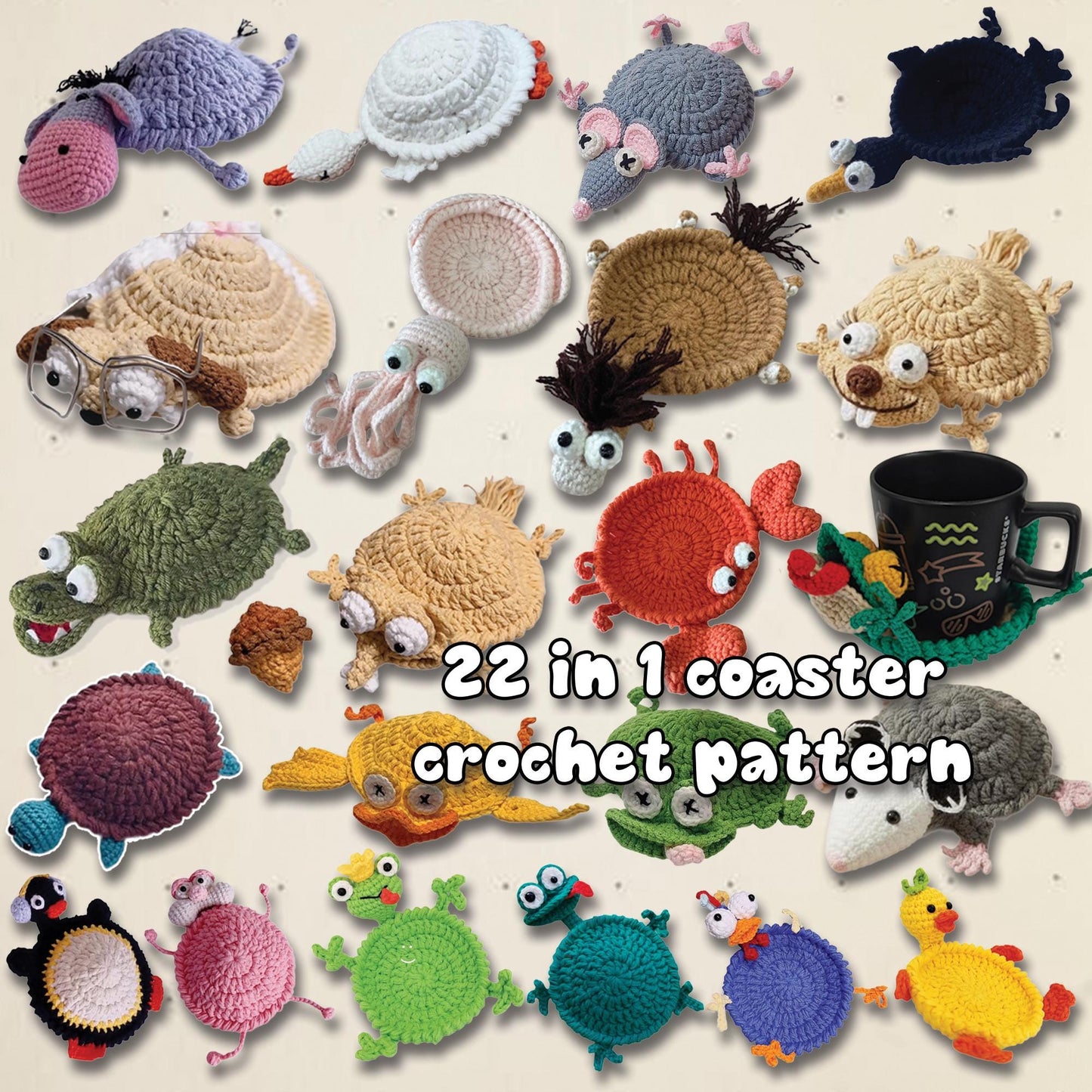 22-in-1 Animal Crochet Coaster Patterns