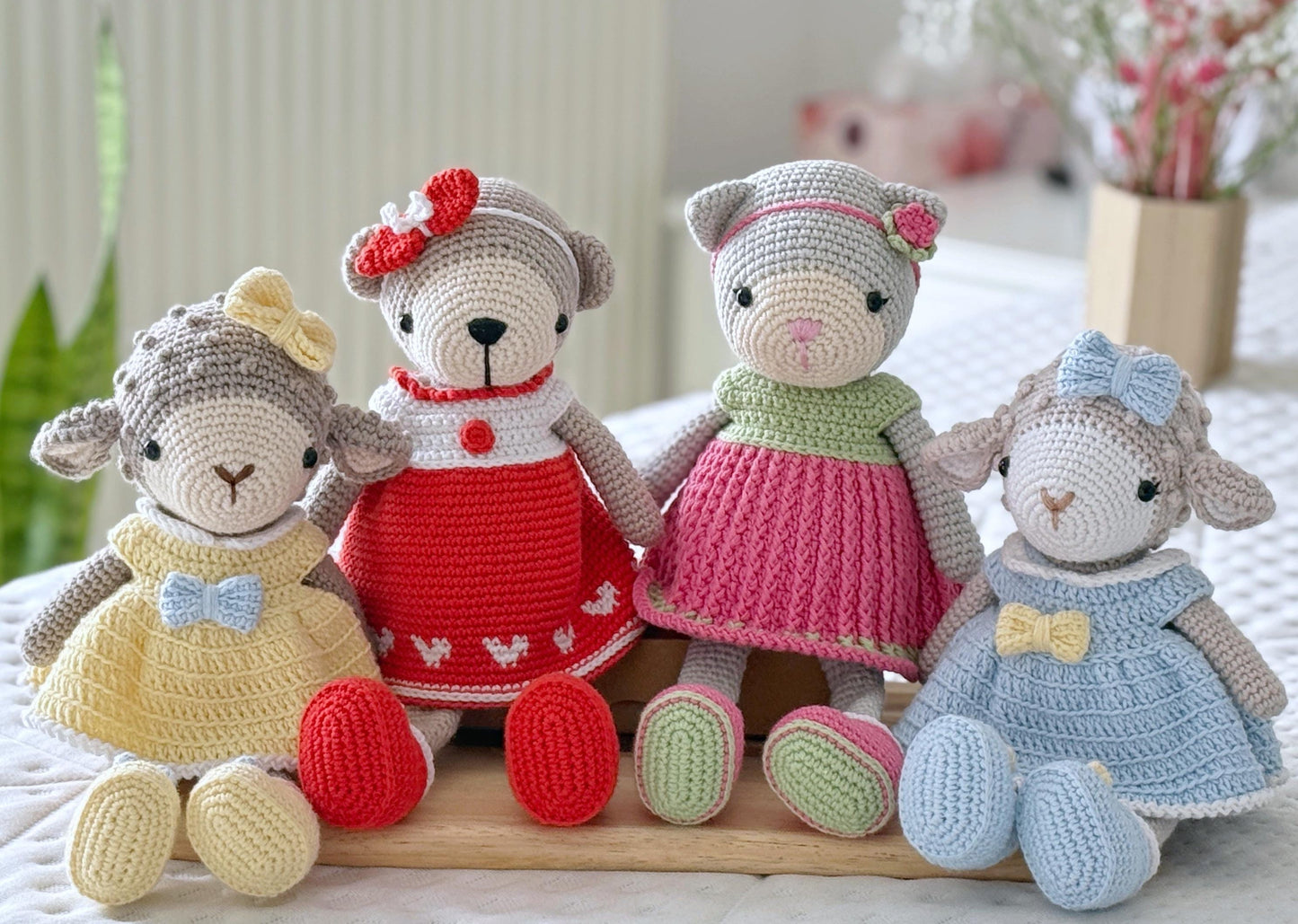 3-in-1 Lamb, Bear and Kitty Doll Crochet Pattern