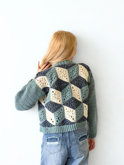 3D Cube Cardigan Crochet Pattern