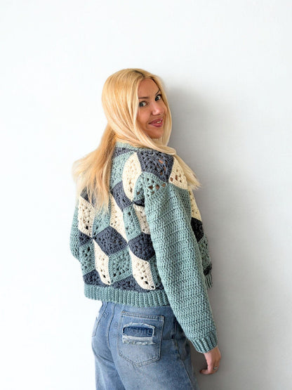 3D Cube Cardigan Crochet Pattern