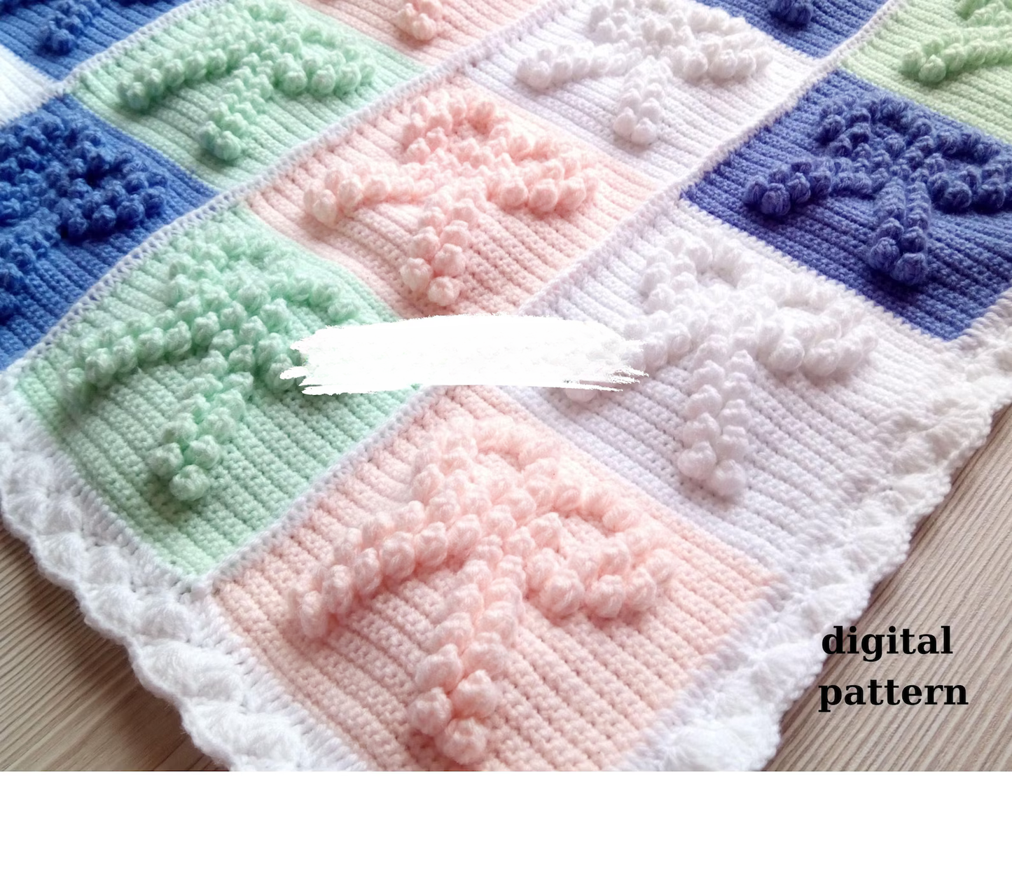 Bobble Stitch Bow Blanket Pattern