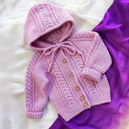 Baby Cable Hooded Cardigan Knitting Pattern