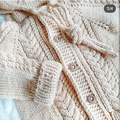 Baby Cable Hooded Cardigan Knitting Pattern