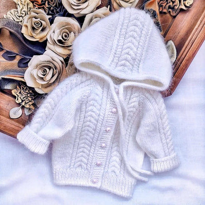 Baby Cable Hooded Cardigan Knitting Pattern