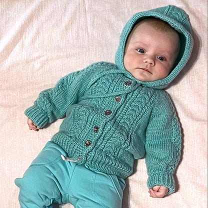 Baby Cable Hooded Cardigan Knitting Pattern