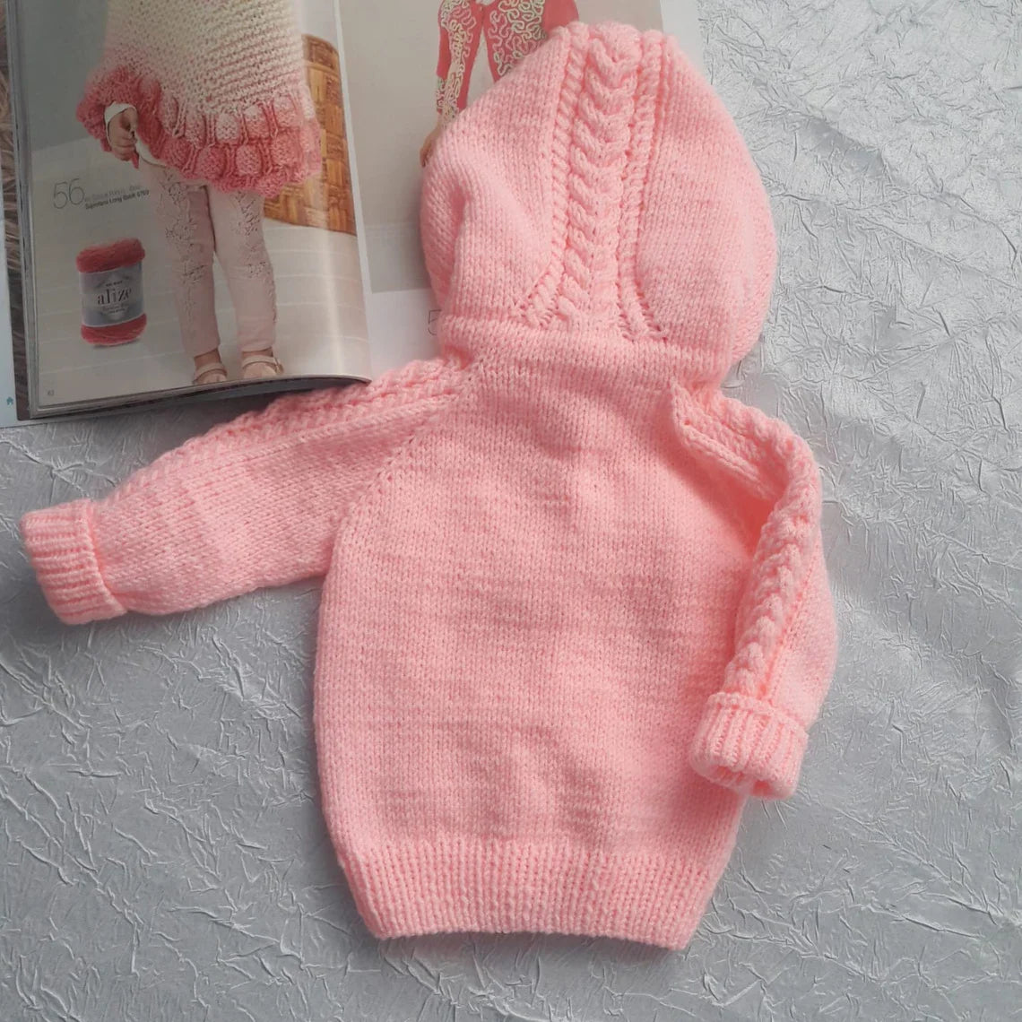 Baby Cable Hooded Cardigan Knitting Pattern