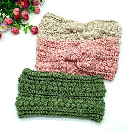 Beanie Fingerless Gloves and Ear Warmer Crochet Pattern