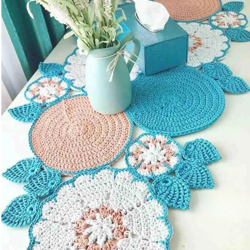 Boho Floral Crochet Table Runner Pattern
