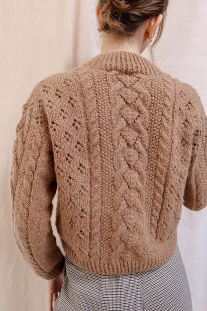 Cabled & Lace Henley Sweater Knitting Pattern