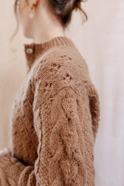 Cabled & Lace Henley Sweater Knitting Pattern