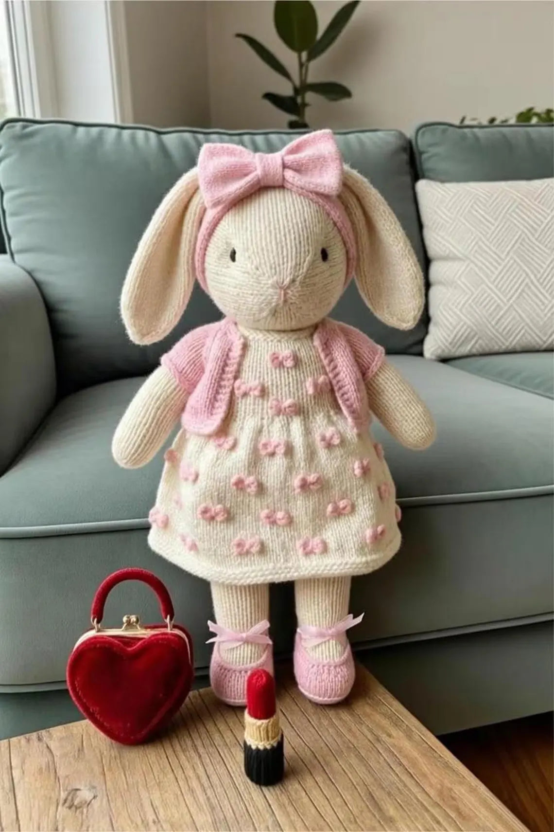 Coquette Bow Bunny Knitting Pattern