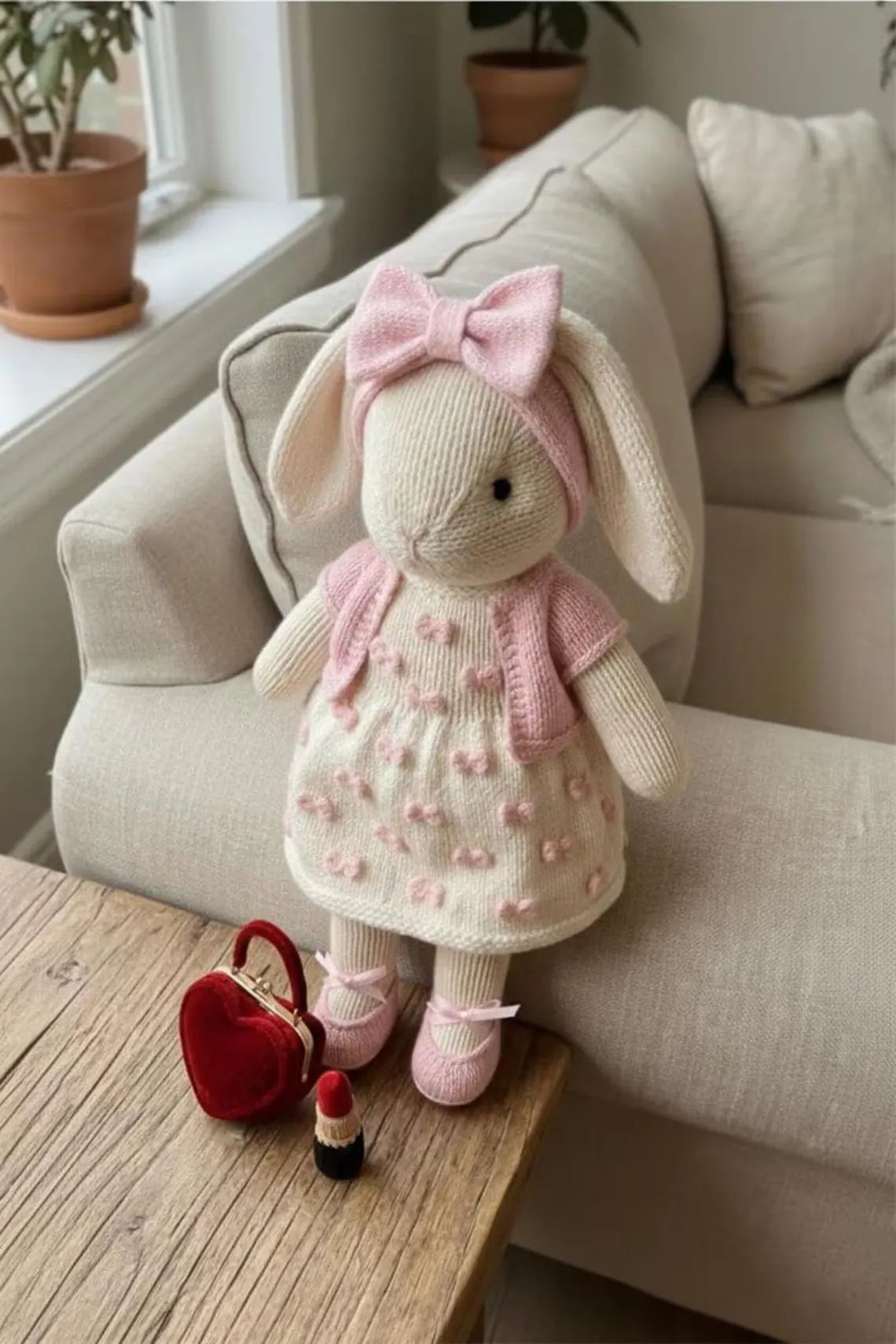 Coquette Bow Bunny Knitting Pattern