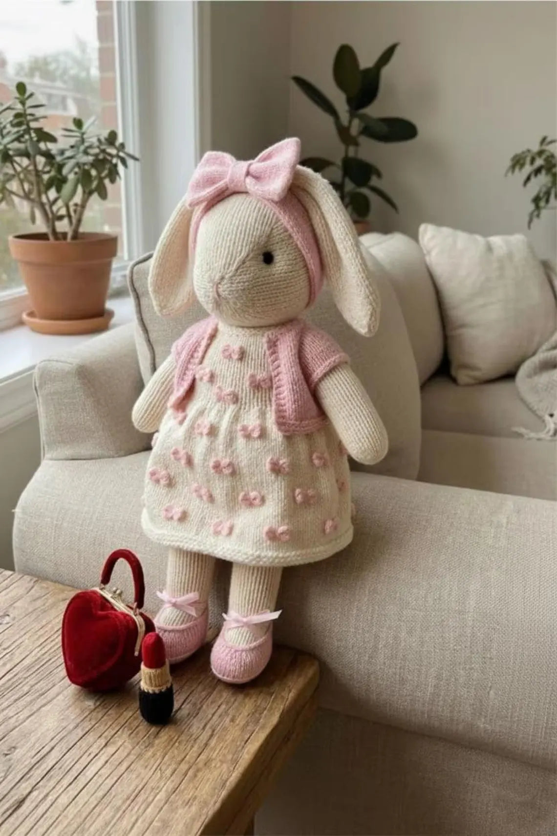 Coquette Bow Bunny Knitting Pattern