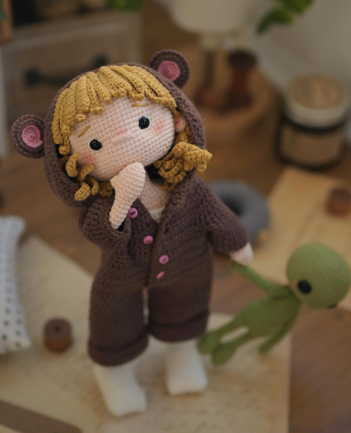 Cute Senya Doll with Little teddy pajamas Crochet Pattern