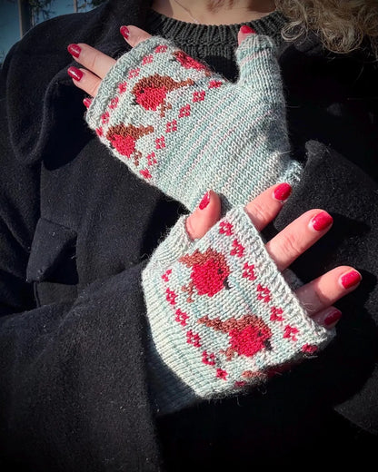 Festive Robins Mitts Knitting Pattern