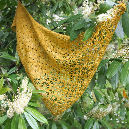 Falling Blossoms Triangle Lace Shawl Crochet Pattern