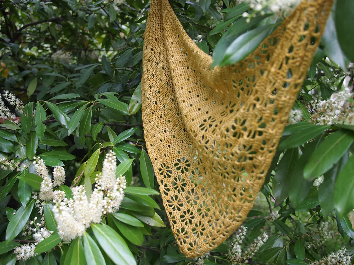 Falling Blossoms Triangle Lace Shawl Crochet Pattern