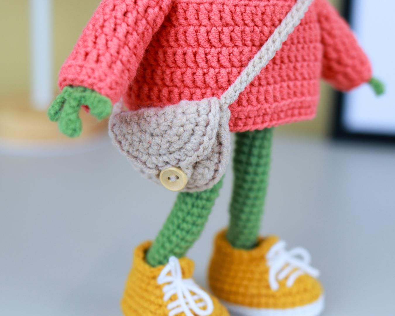 Frog with Sweater, Sneakers, and Bag Crochet Pattern