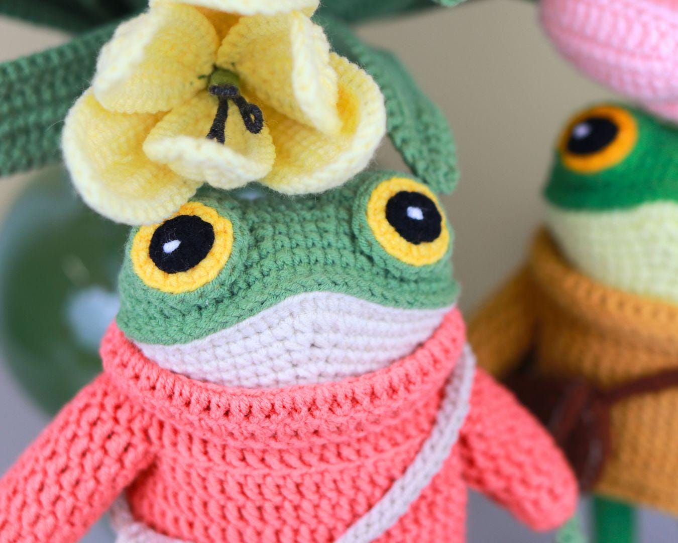 Frog with Sweater, Sneakers, and Bag Crochet Pattern