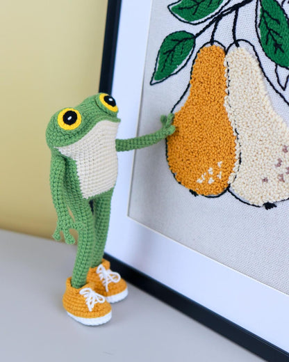 Frog with Sweater, Sneakers, and Bag Crochet Pattern