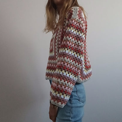 Granny Square Long Sleeve Top Crochet Pattern