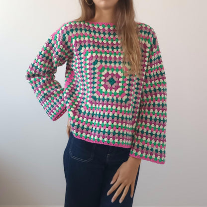 Granny Square Long Sleeve Top Crochet Pattern