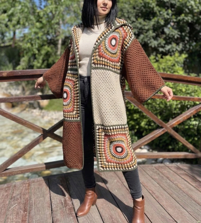 Oversized Granny Square Coat Crochet Pattern