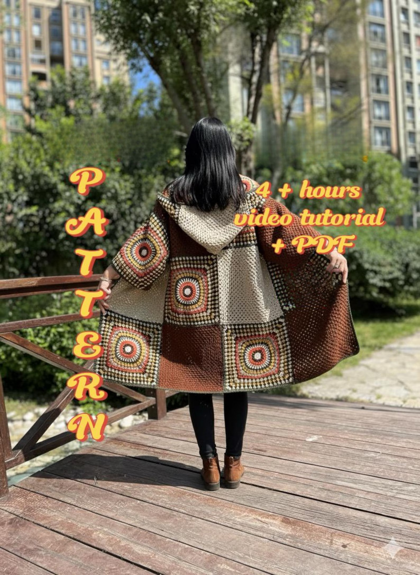 Oversized Granny Square Coat Crochet Pattern