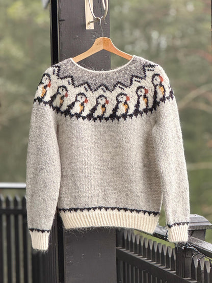 Puffin Motif Sweater Knitting Pattern