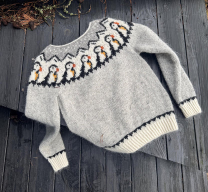 Puffin Motif Sweater Knitting Pattern