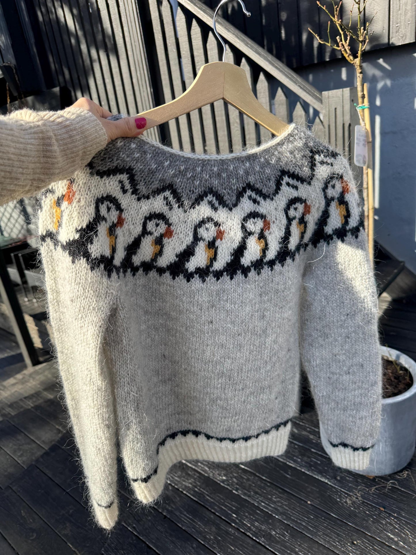 Puffin Motif Sweater Knitting Pattern