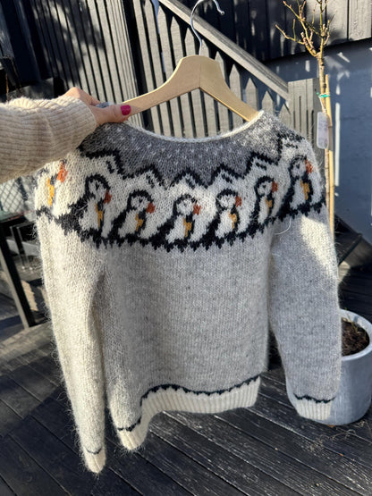 Puffin Motif Sweater Knitting Pattern