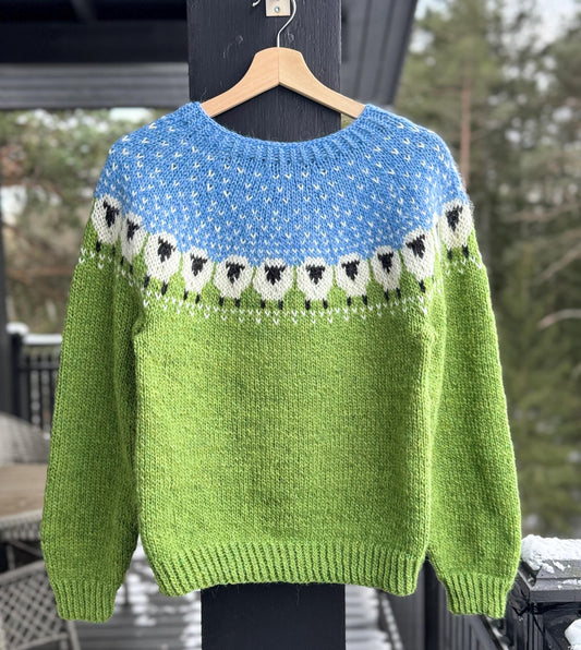 Sheep Motif Sweater Knitting Pattern