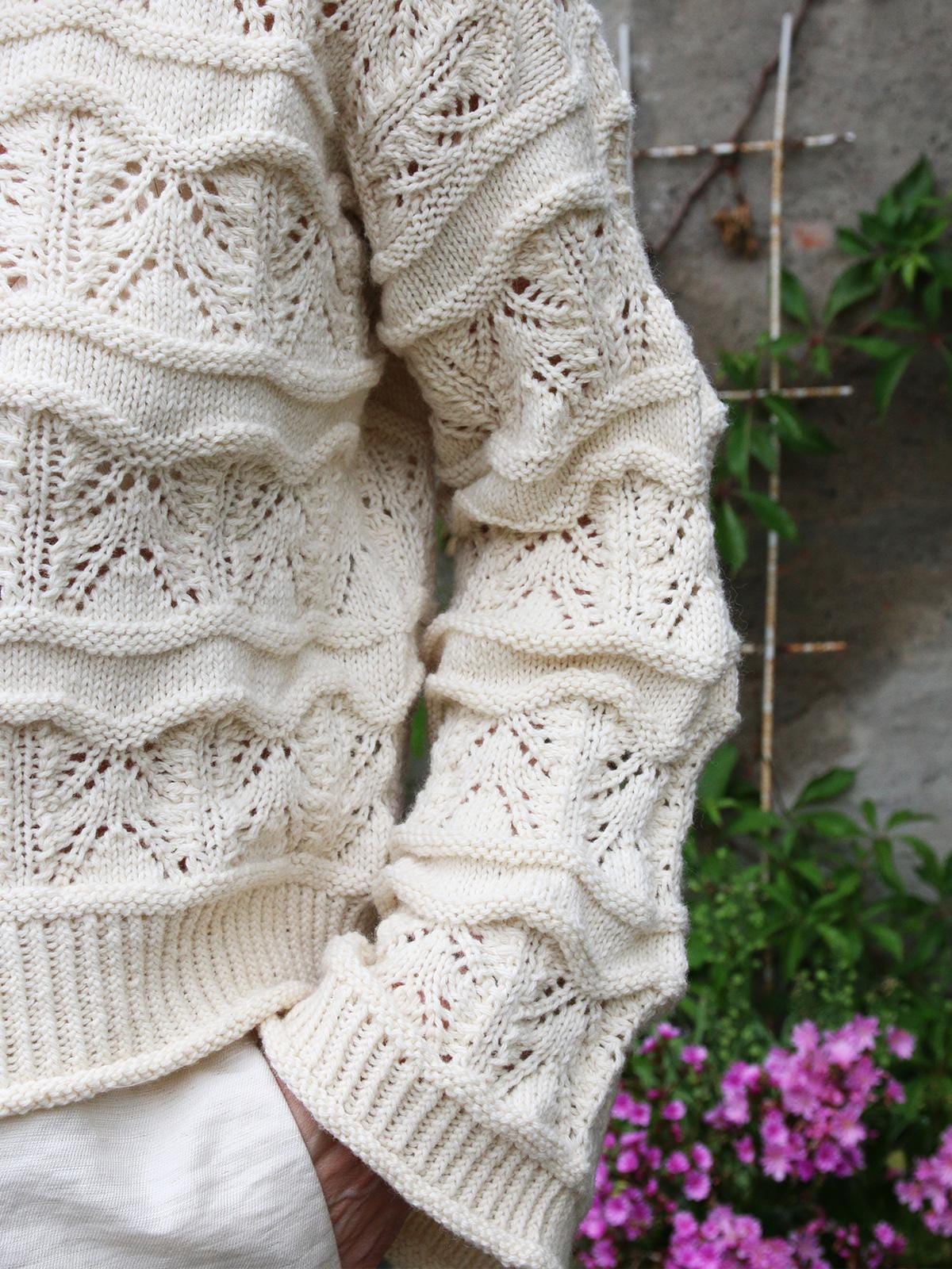 Top-Down European Shoulder Lace Sweater Knitting Pattern