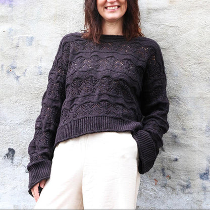 Top-Down European Shoulder Lace Sweater Knitting Pattern