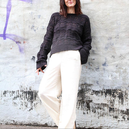 Top-Down European Shoulder Lace Sweater Knitting Pattern