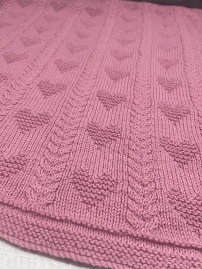 Warming Hearts Cable Blanket Knitting Pattern