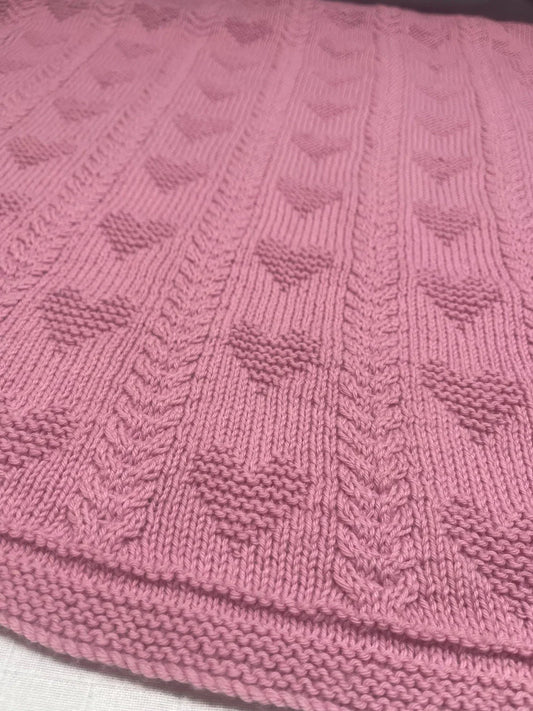 Warming Hearts Cable Blanket Knitting Pattern