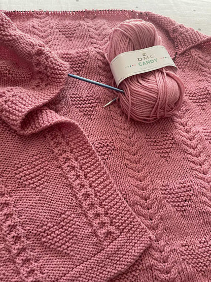 Warming Hearts Cable Blanket Knitting Pattern