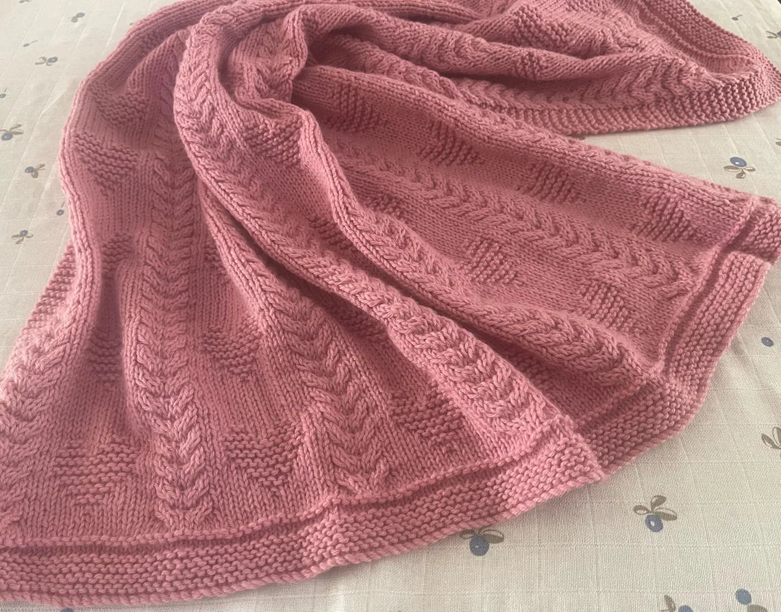 Warming Hearts Cable Blanket Knitting Pattern